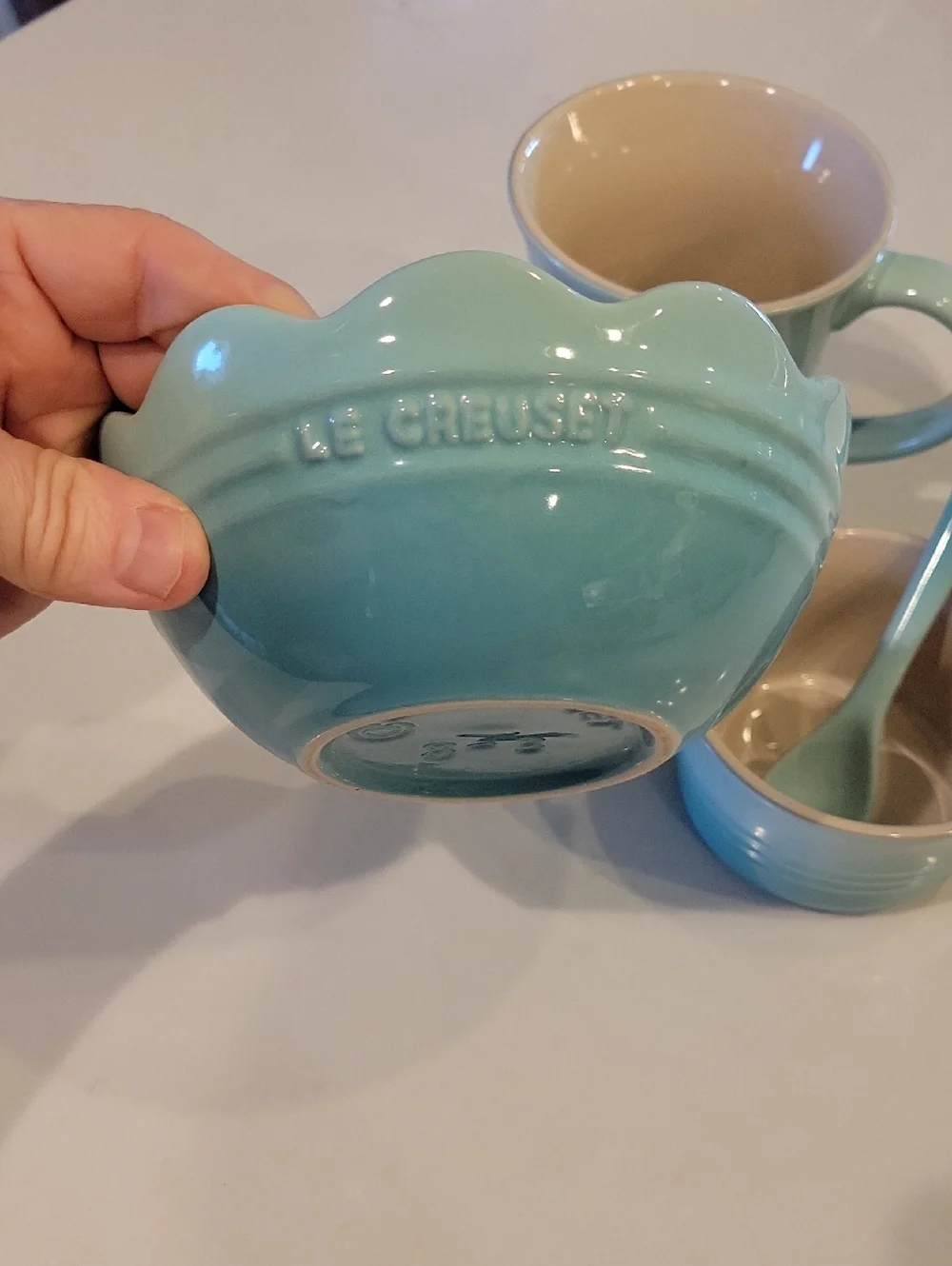Le Creuset Cool Mint Retired Ramekin, Bowl, Mug & Spoon Set